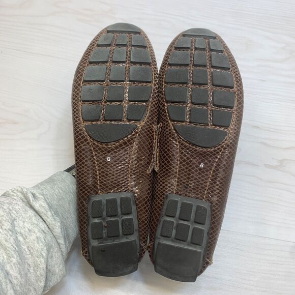 MARC JOSEPH NEW YORK CYPRESS HILL BROWN & GOLD SNAKE PRINT LEATHER MOCCASINS 8 - Picture 7 of 9